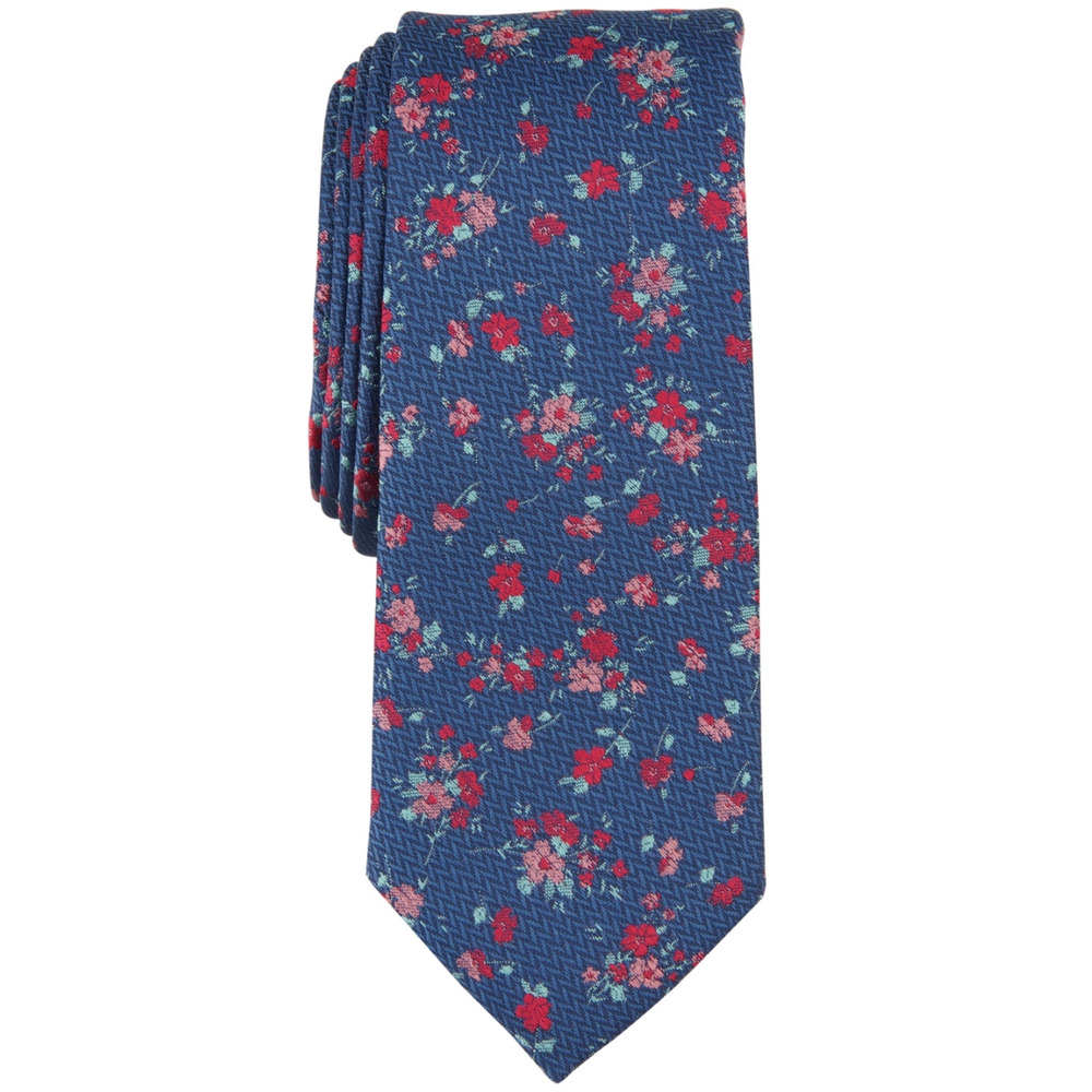 Bar III Men Lance Floral Tie Red/Blue One Size